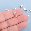 20 Silver Triangle Charms, oxidized metal pyramid charms, 16x5mm chs4628