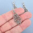 10 Silver Leaf Filigree Charm Pendants, 41mm long, chs4633