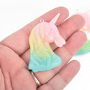 2 Large UNICORN Charms, glitter resin, 54x44mm chs4637