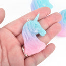 2 Large UNICORN Charms, glitter resin, 54x44mm chs4639