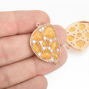 YELLOW Cats Eye and Crystal ROSE GOLD Charm Connector Link, Drop Charm, 30mm chs4672