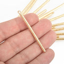 10 Light Gold Stick Charms, metal 54x3mm chs4683