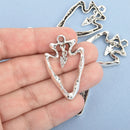 2 Distressed SILVER ARROWHEAD Pendant Charms 41x26mm chs4686