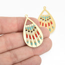 1 Shiny Gold Beaded Teardrop Charm 38mm chs4692