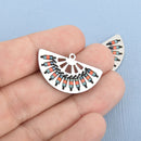 1 Silver Beaded FAN Charm 30mm chs4695
