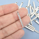 20 Silver Stick Charms, oxidized metal 26x3mm chs4699