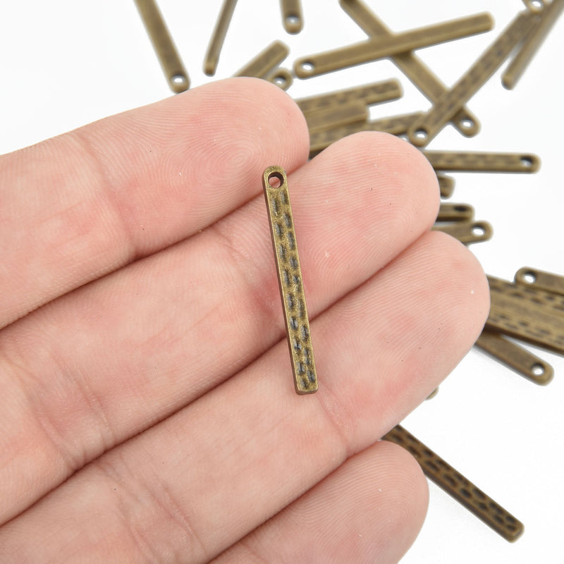 20 Bronze Stick Charms, oxidized metal 26x3mm chs4700