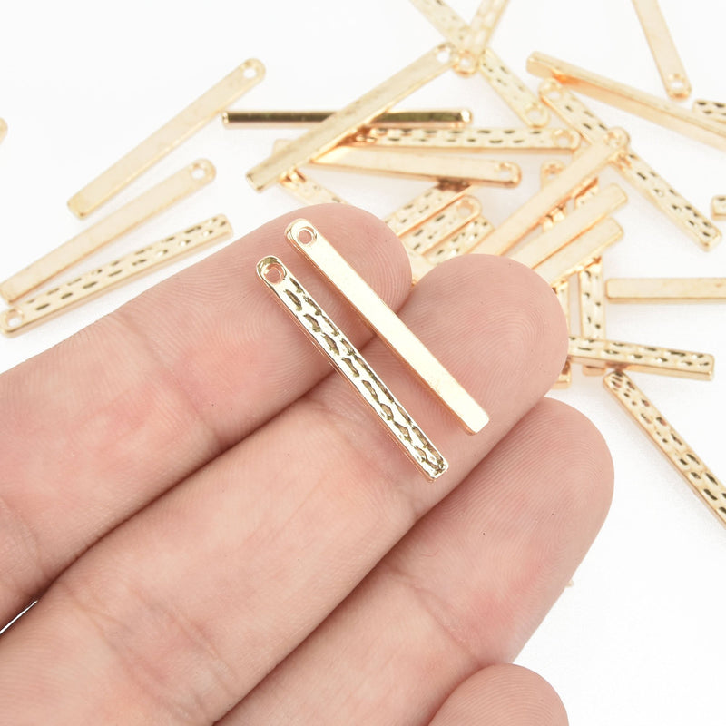 20 Light Gold Stick Charms, oxidized metal 26x3mm chs4701