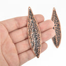 2 Copper Leaf Charms, Large Pendants, 3-3/8" long, chs4708