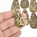 4 Bronze Triangle Charms, Large Pendants, 1-7/8" long, chs4714