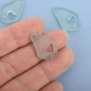 5 MINT GREEN Resin Charms Faux Beach Glass HEART Drop Frosted Matte Translucent 25x15mm chs4744