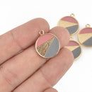 5 Pink and Blue Enamel Charms, Gold plated 21mm chs4752