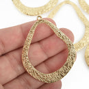 5 Light Gold Drop Charms, Textured Teardrop, 53mm, chs4753