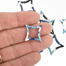 10 Resin Drop Charms, blue and white, diamond square shape 1" chs4757