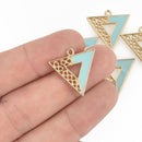 5 Triangle Blue Filigree Charms, Enamel and Gold plated 22mm chs4764