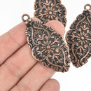 4 Fancy Pendant Charms, Copper, large 2.25" long, chs4766