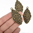 4 Fancy Pendant Charms, Bronze, large 2.25" long, chs4768