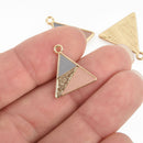 5 Pink and Blue Enamel Charms, Gold plated Triangle 19mm chs4772