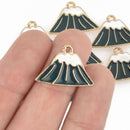 10 MOUNTAIN PEAK Charms, Gold Plated with Green and White Enamel, 24mm chs4773