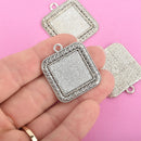 5 Silver Square Bezel Tray Charms, tray fits 20mm square, chs4777