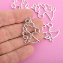 5 Silver Plated Filigree UNICORN, Fairy Tale Charm Pendants, 35mm, chs4783