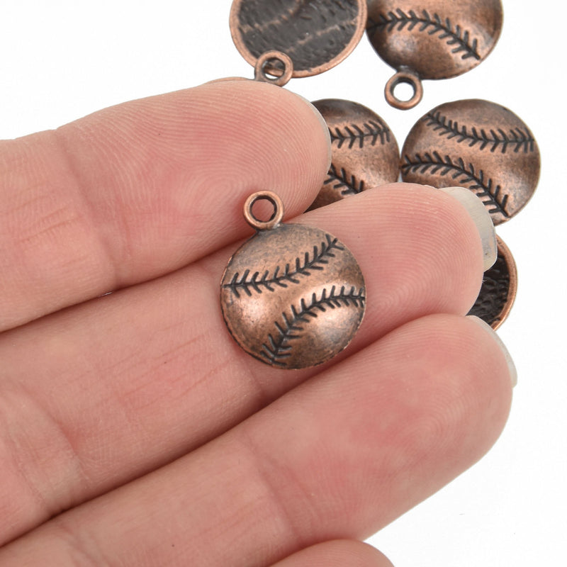 10 Copper Metal Baseball Softball Charm Pendants 18x14.5mm chs4797