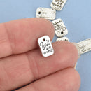 50 YOU ARE LOVED Charms, Stamped Rectangle Tag Charm Silver Tone Metal chs4799