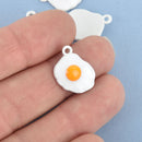 5 FRIED EGG Enamel Charms, chs4811