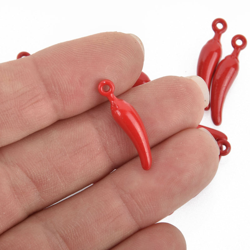 10 Red CHILI PEPPER Charms, enamel chs4813