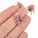 LADYBUG Charm Micro Pave Cz Crystals Rhinestone Pendant ROSE GOLD Brass 21mm chs4829