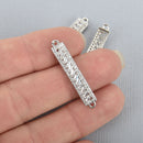 Silver Micro Pave Bar Charm Connector Link CZ 35mm chs4839