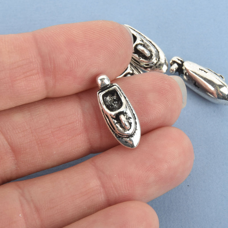 10 BOAT Charms, Silver Ship Lake Charm Pendants, Boat Charms, Vacation Charms chs4844