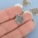 10 Silver Mandala Round Drop Charms, 13mm circle, chs4848