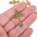 10 Gold CRUCIFIX CROSS Charms, Cross Pendant, 41x25mm chs4855