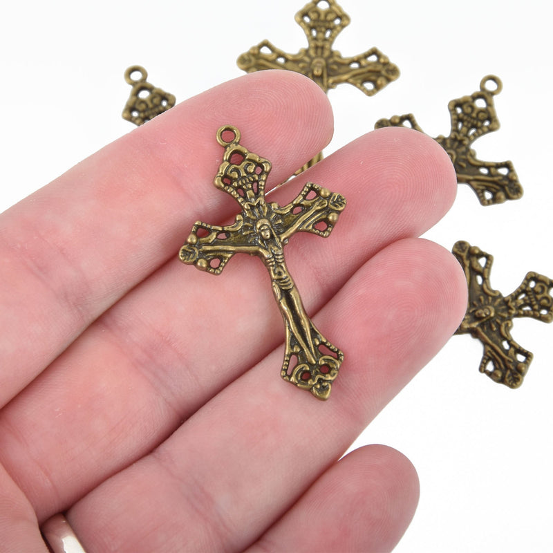 10 Bronze CRUCIFIX CROSS Charms, Cross Pendant, 41x25mm chs4868