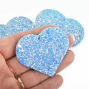 10 LIGHT BLUE Faux Leather HEART Glitter Charm Pendant Vegan Leather, 2-1/4" wide chs4876