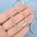 10 Silver Drop Charms, Circle Washer Connector Links, 37mm chs4883