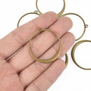 10 Bronze Drop Charms, Circle Washer Connector Links, 37mm chs4884