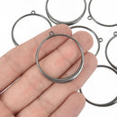 10 Gunmetal Drop Charms, Circle Washer Connector Links, 37mm chs4885