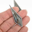 1 LABRADORITE GEMSTONE Charm Gunmetal Micro Pave Diamond Charm, 2.25" chs4893