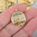 Micro Pave GOLDEN GATE BRIDGE Charm, Cz Cubic Zirconia, Gold Plated Brass with Crystals 20mm chs4899