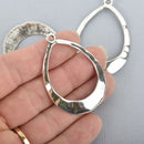 5 Silver Hammered Teardrop Charms 50mm chs4910