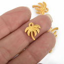 10 Matte Gold PALM TREE Charms, Tropical Coconut Tree Charms 15x13mm chs4919