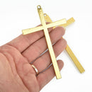 2 Gold Cross Charms Large Long Skinny Cross Pendant, 4-1/4" x 2-5/8" chs4921