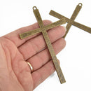 2 Bronze Cross Charms Large Long Skinny Cross Pendant, 4-1/4" x 2-5/8" chs4927