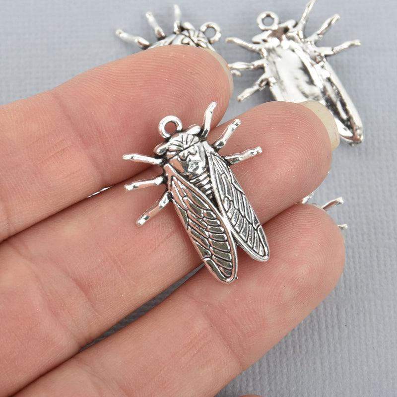 10 CICADA INSECT Charms Silver Bug Charms, 27x22mm chs4930