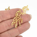 5 Gold Origami Unicorn Charms Filigree 34mm chs4934