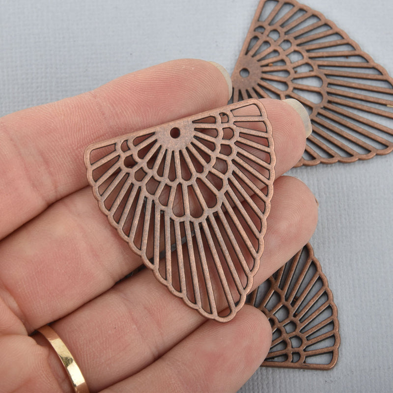 10 Copper Filigree Wing Charms 42mm chs4936