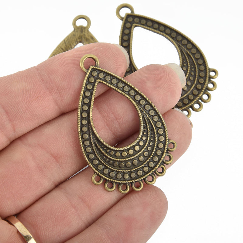 10 Bronze Teardrop Chandelier Charms Connector Link chs4937