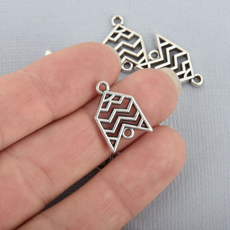 10 Silver Arrowhead Charms Chevron Connector Link chs4941a